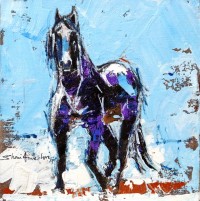 Shan Amrohvi, 08 x 08 inch, Oil on Canvas, Horse Painting, AC-SA-113